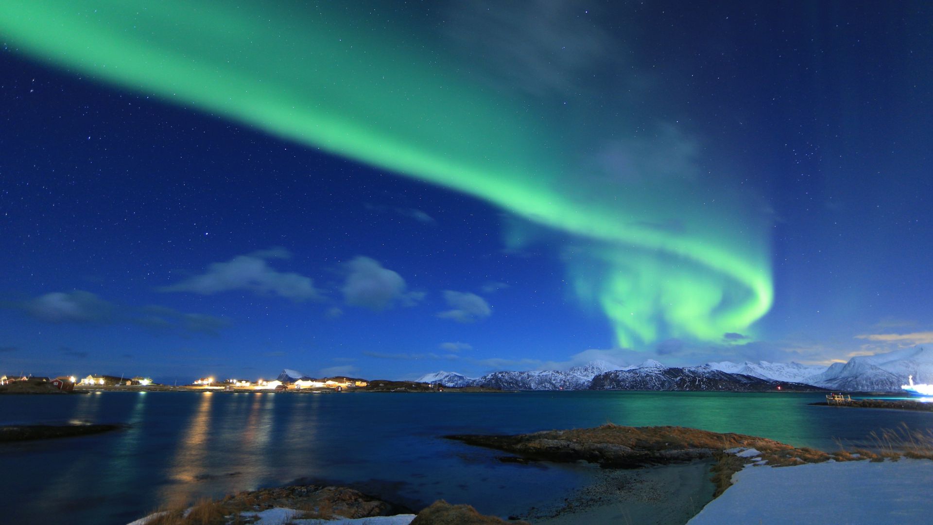 northern lights, Norway, lake, winter, 5k (horizontal)