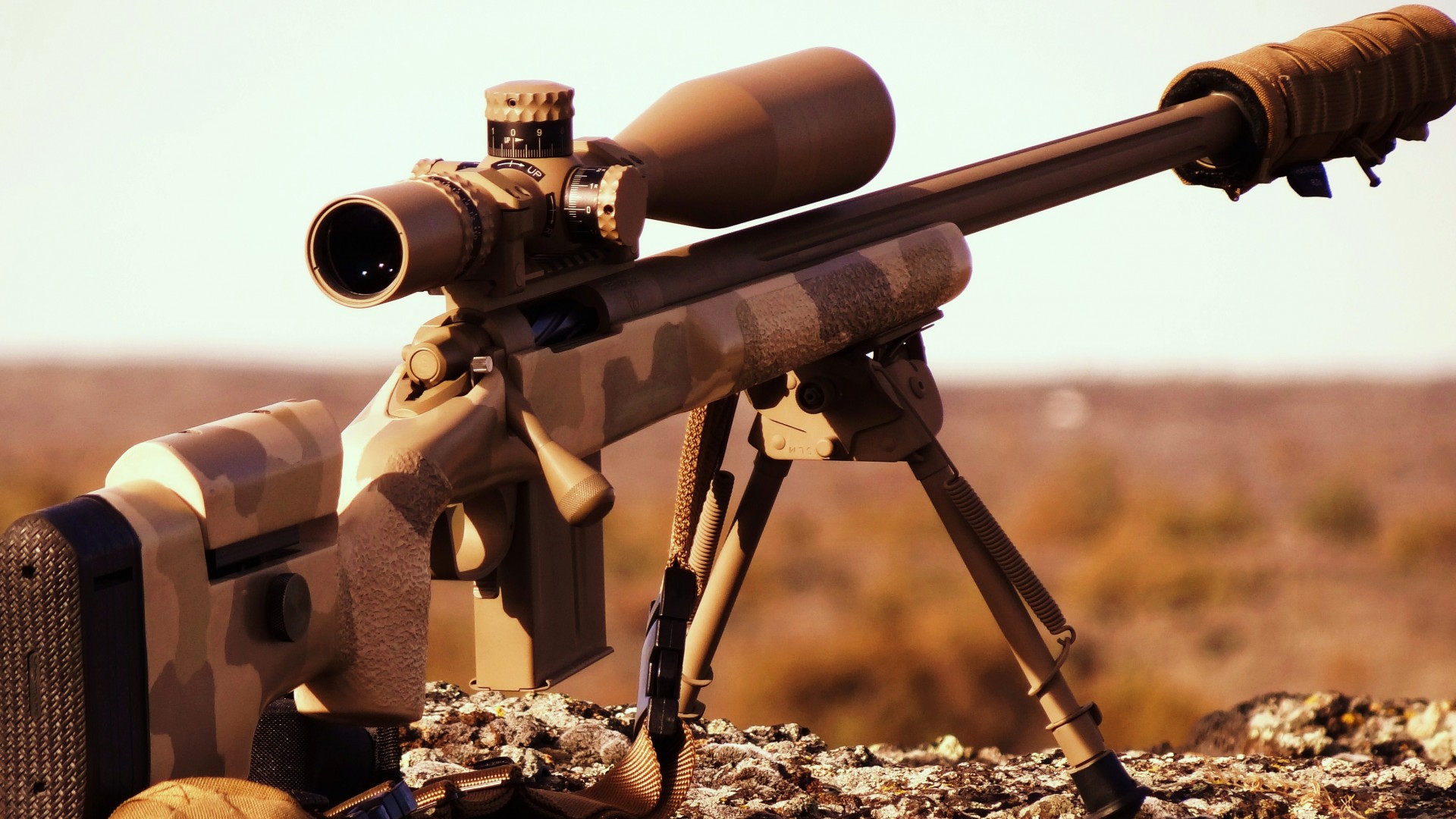 AR-15, rifle, custom, semi-automatic, multicam, silencer, scope (horizontal)