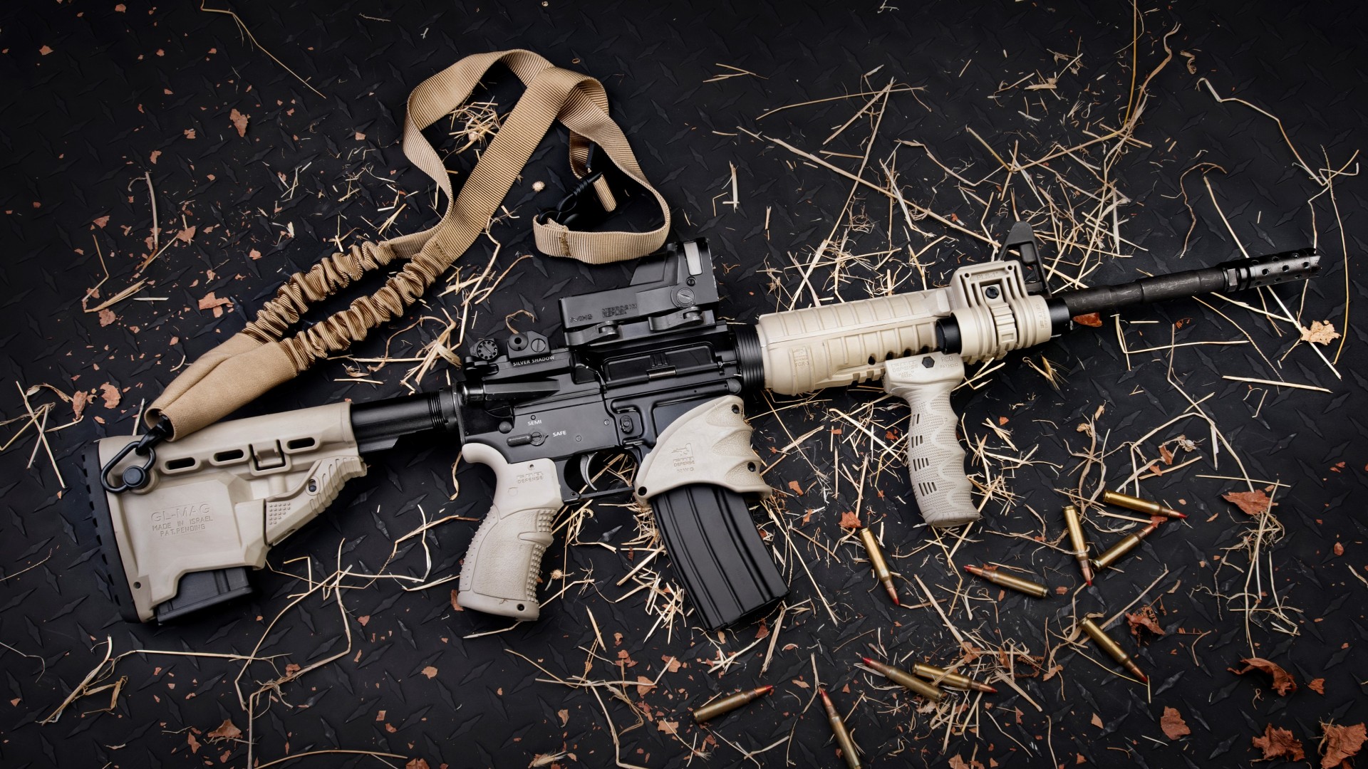 AR-15, TAN, build, Gilboa Snake, double barrel, custom, ammunition, bullets (horizontal)