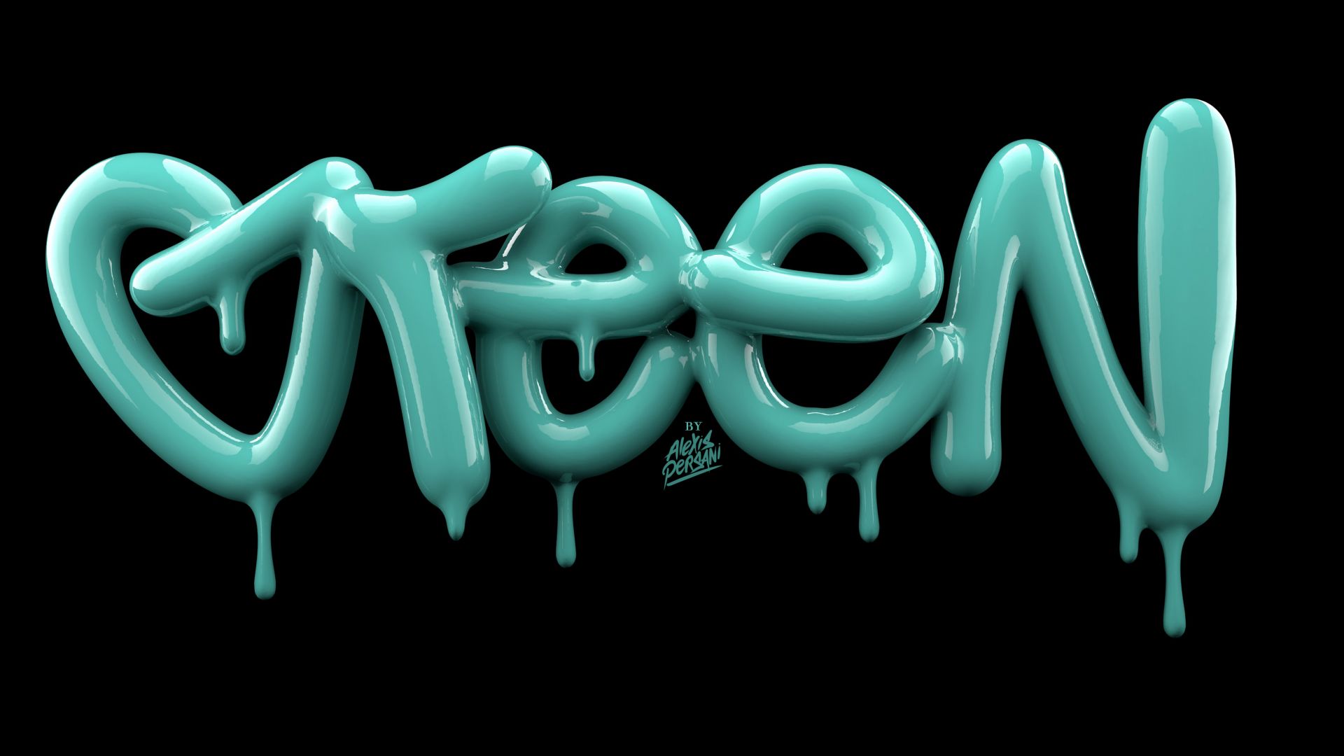 typography, abstract, 3D, green, 4k (horizontal)