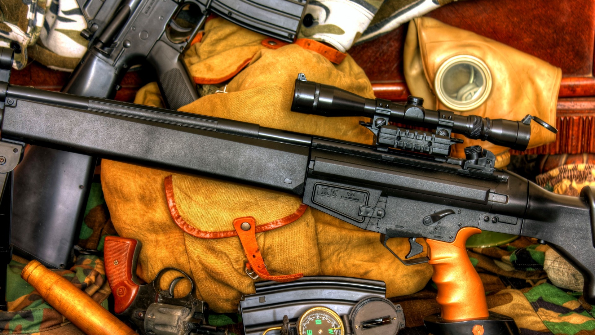 K 94, sniper rifle, m16a1, compass, FPS-200, scope, ammunition, bullets (horizontal)