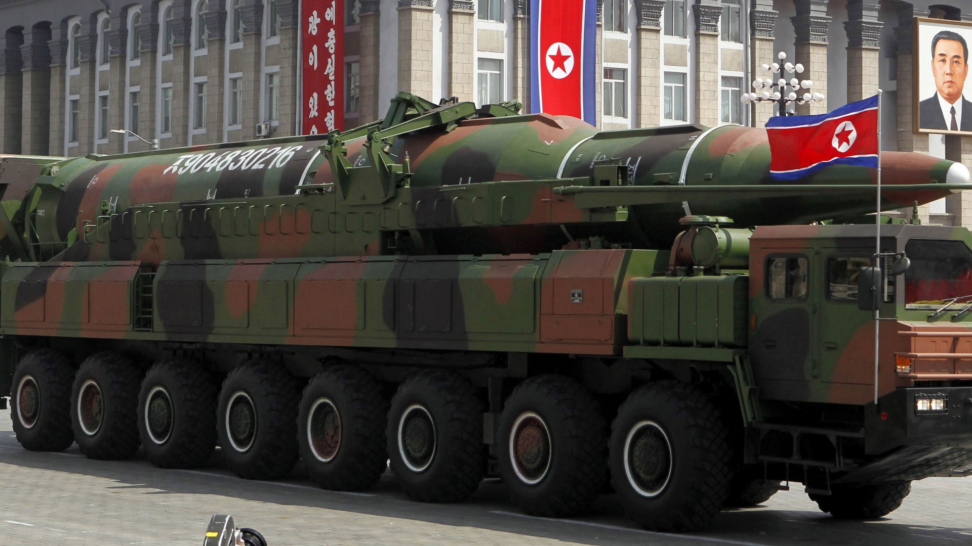 KN-08, No-dong-C, Hwaseong-13, MRBM, DPRK, parade, missile (horizontal)