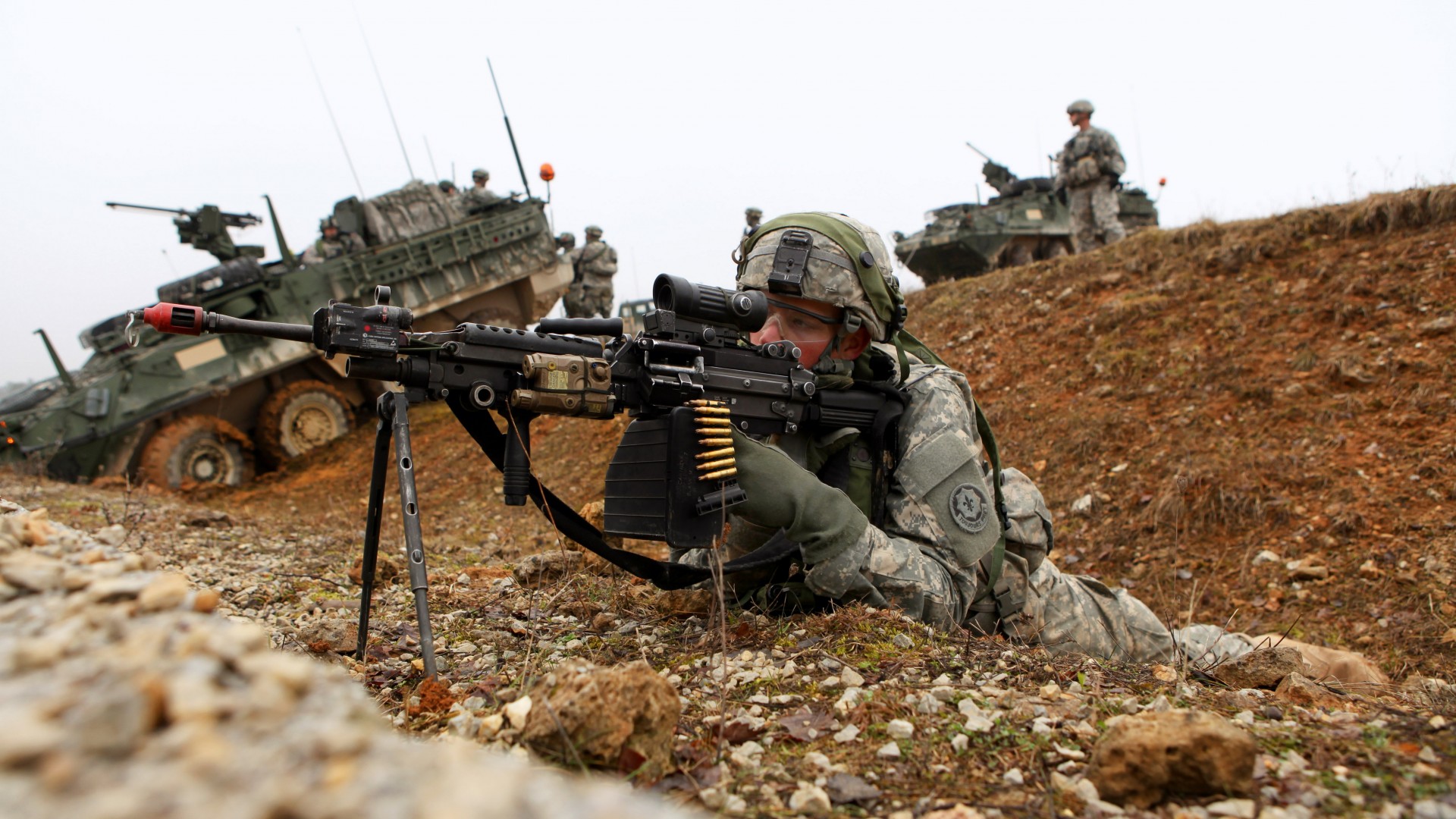 M249, LMG, light machine gun, SAW, Mk 48, soldier, U.S. Army, training (horizontal)