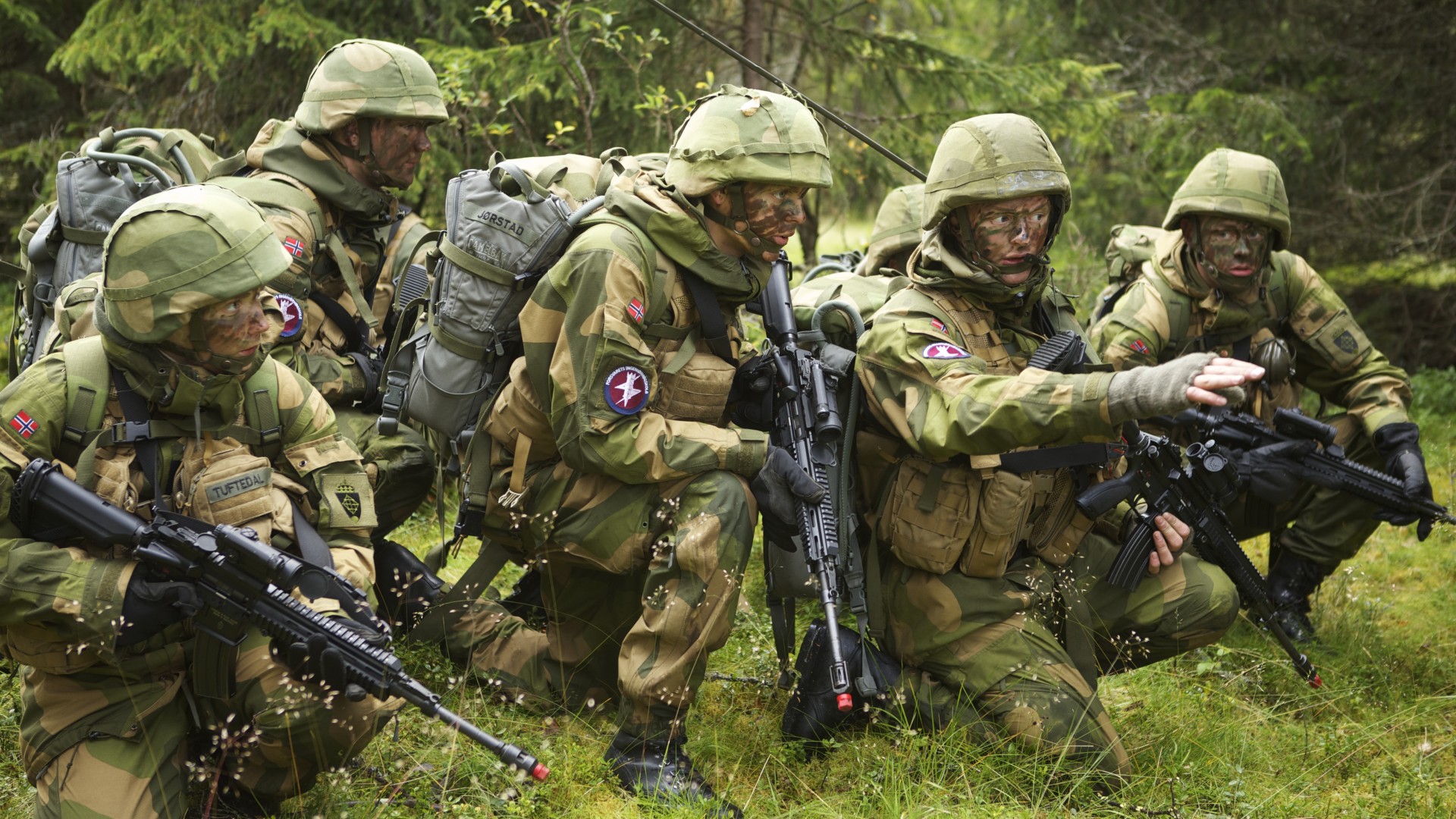 Norwegian Army, Norwegian Armed Forces, soldier, camo, mission, rifle, forest (horizontal)