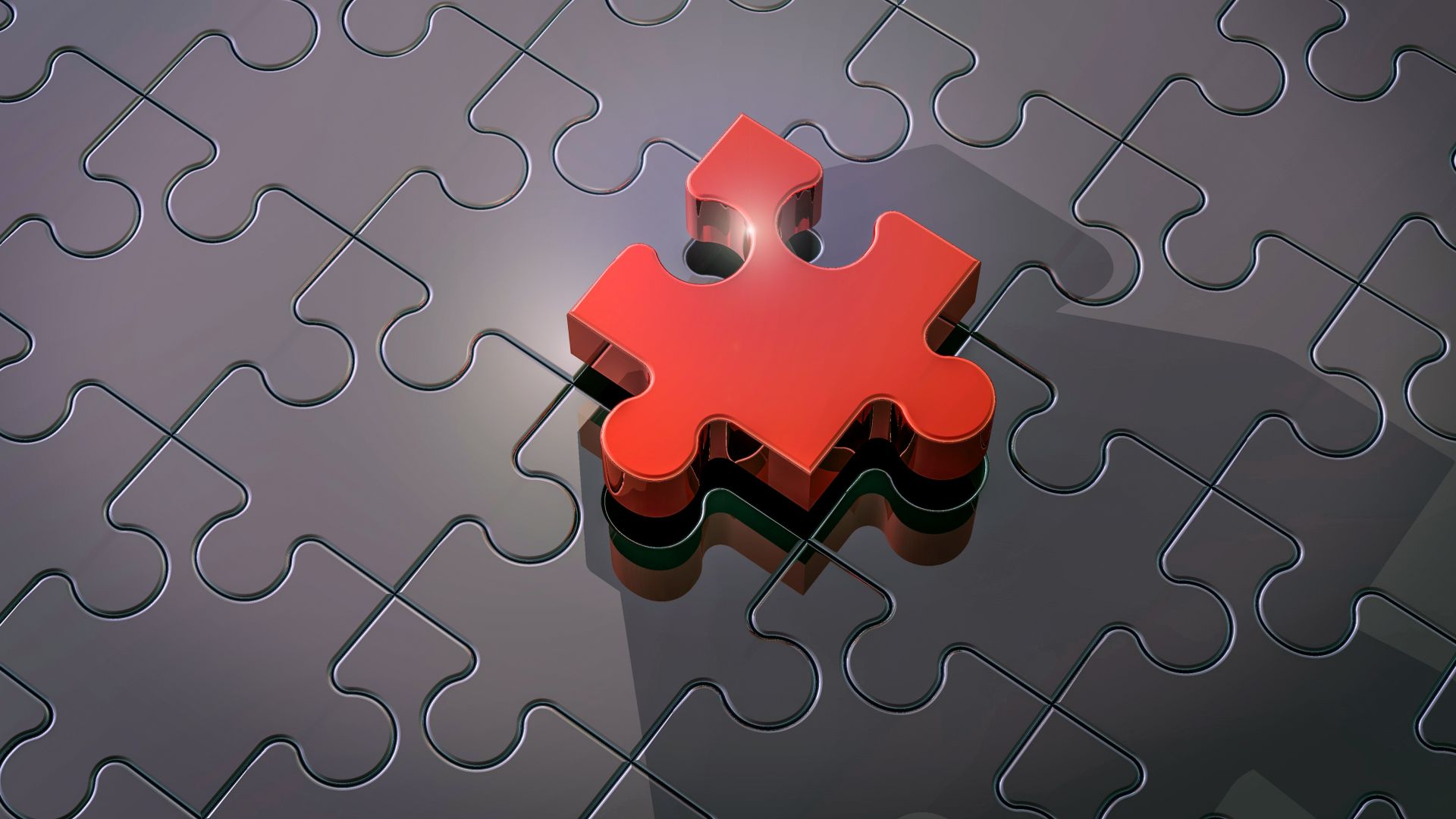 Puzzle, 3D, red, 4K (horizontal)