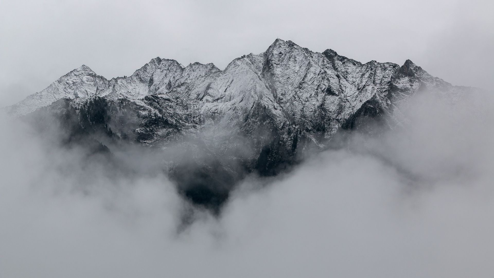 mountains, clouds, 5K (horizontal)
