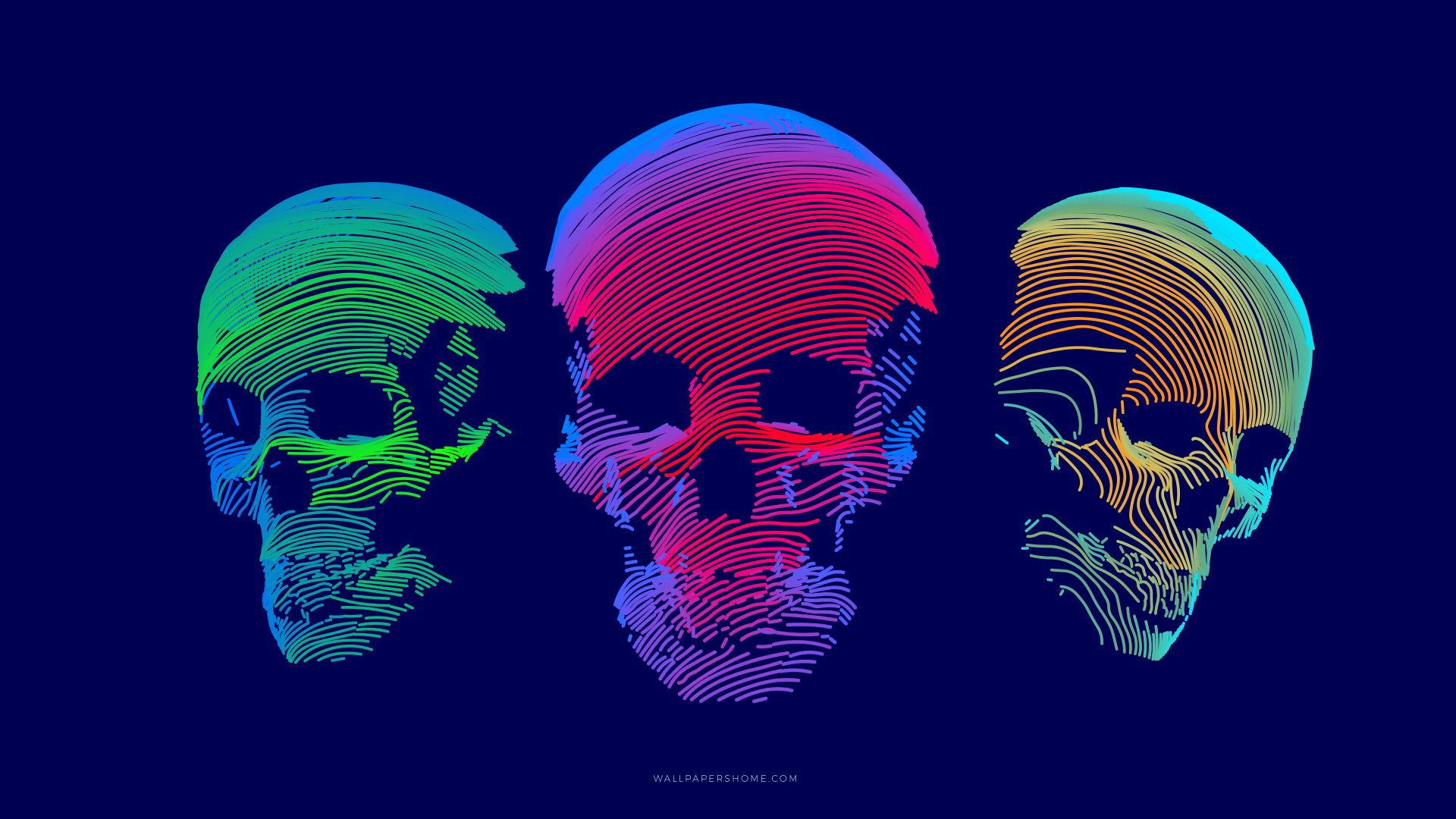 abstract, 3D, colorful, skull, 8k (horizontal)