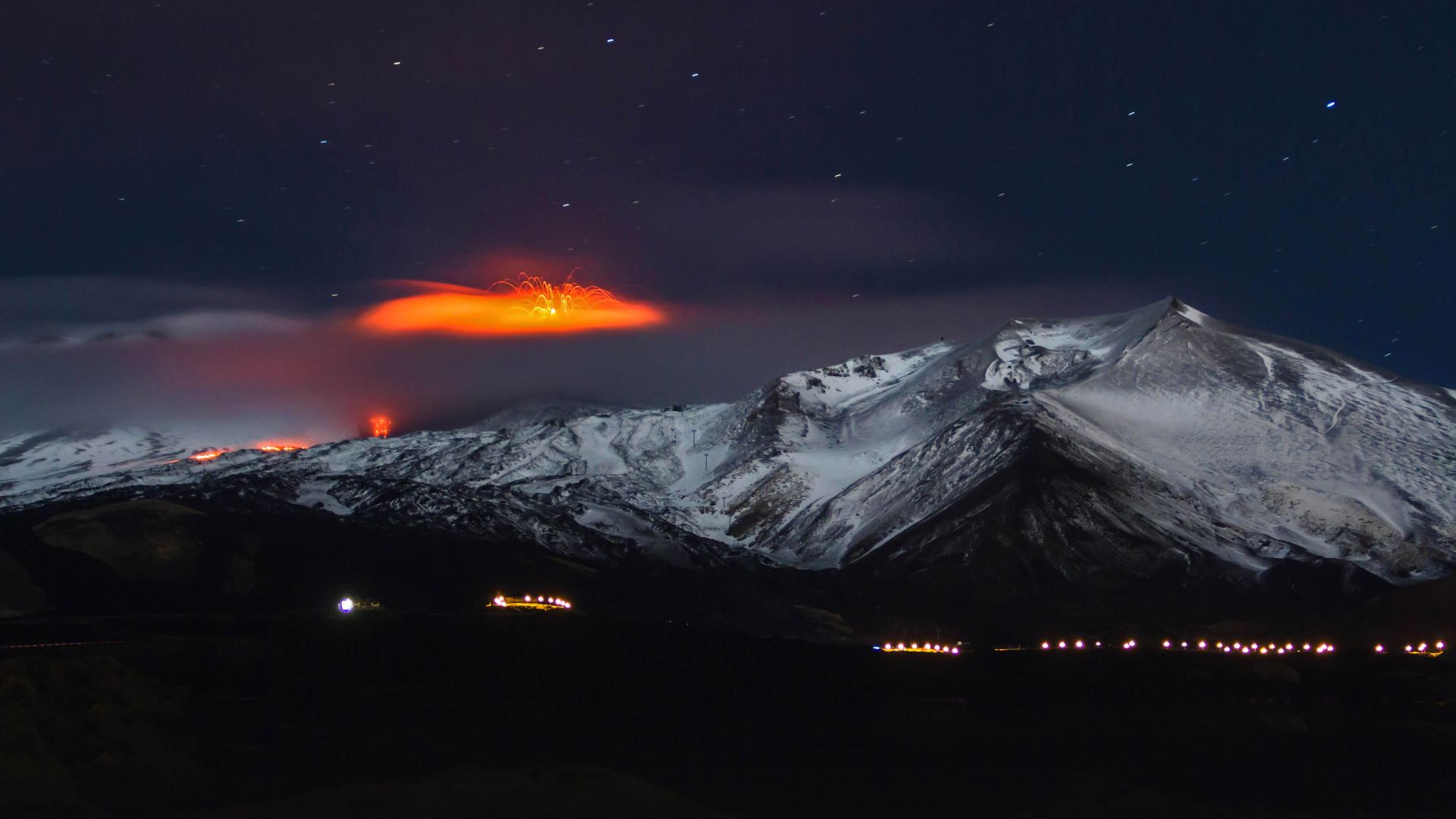 volcano, Mount Etna, Sicily, Italy, 5K (horizontal)