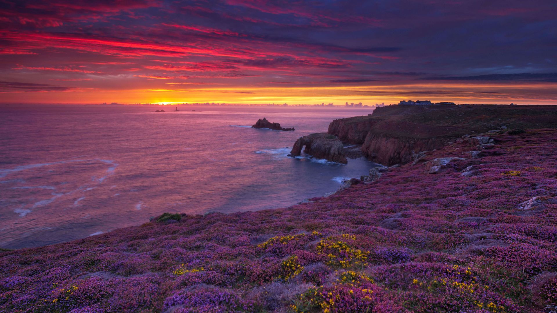 Land's End, Cornwall, summer, sunset, 5K (horizontal)