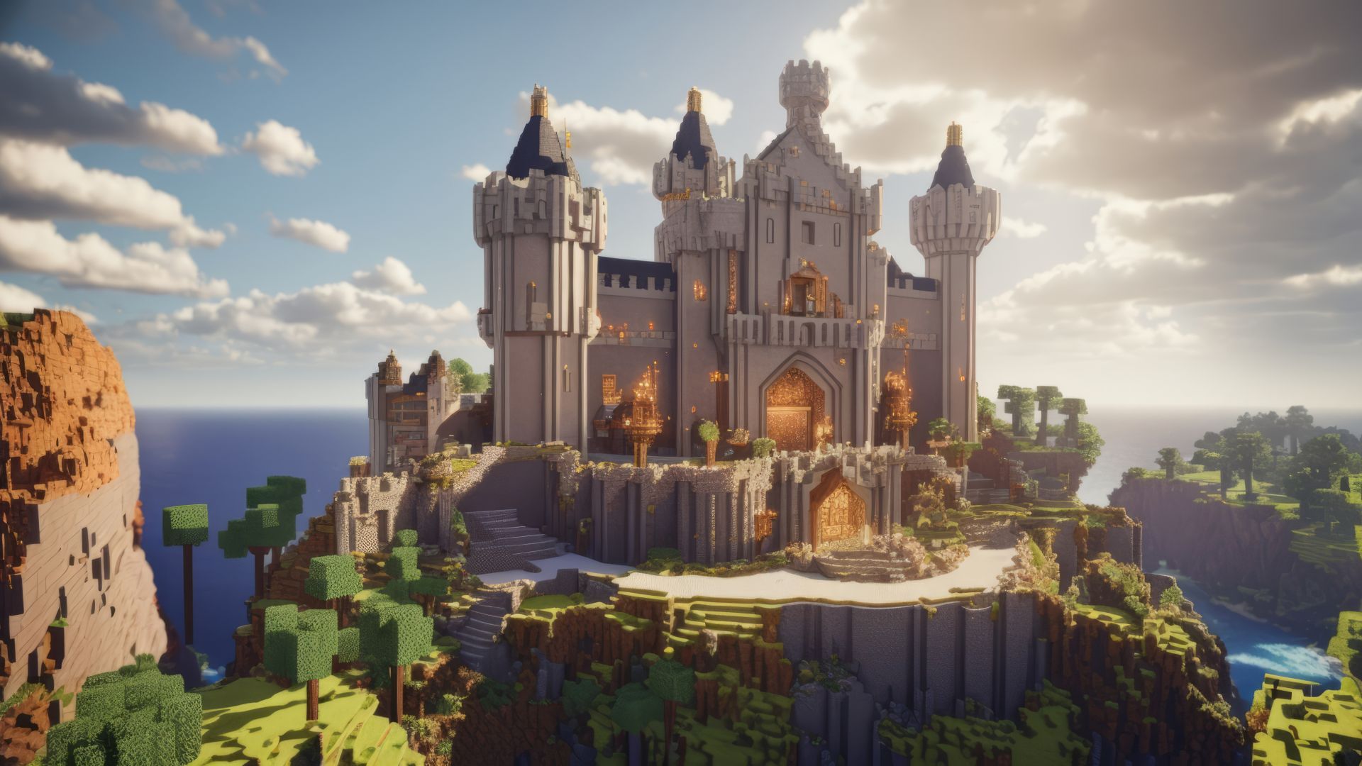 Minecraft 2024, castle, treasures, 4k (horizontal)