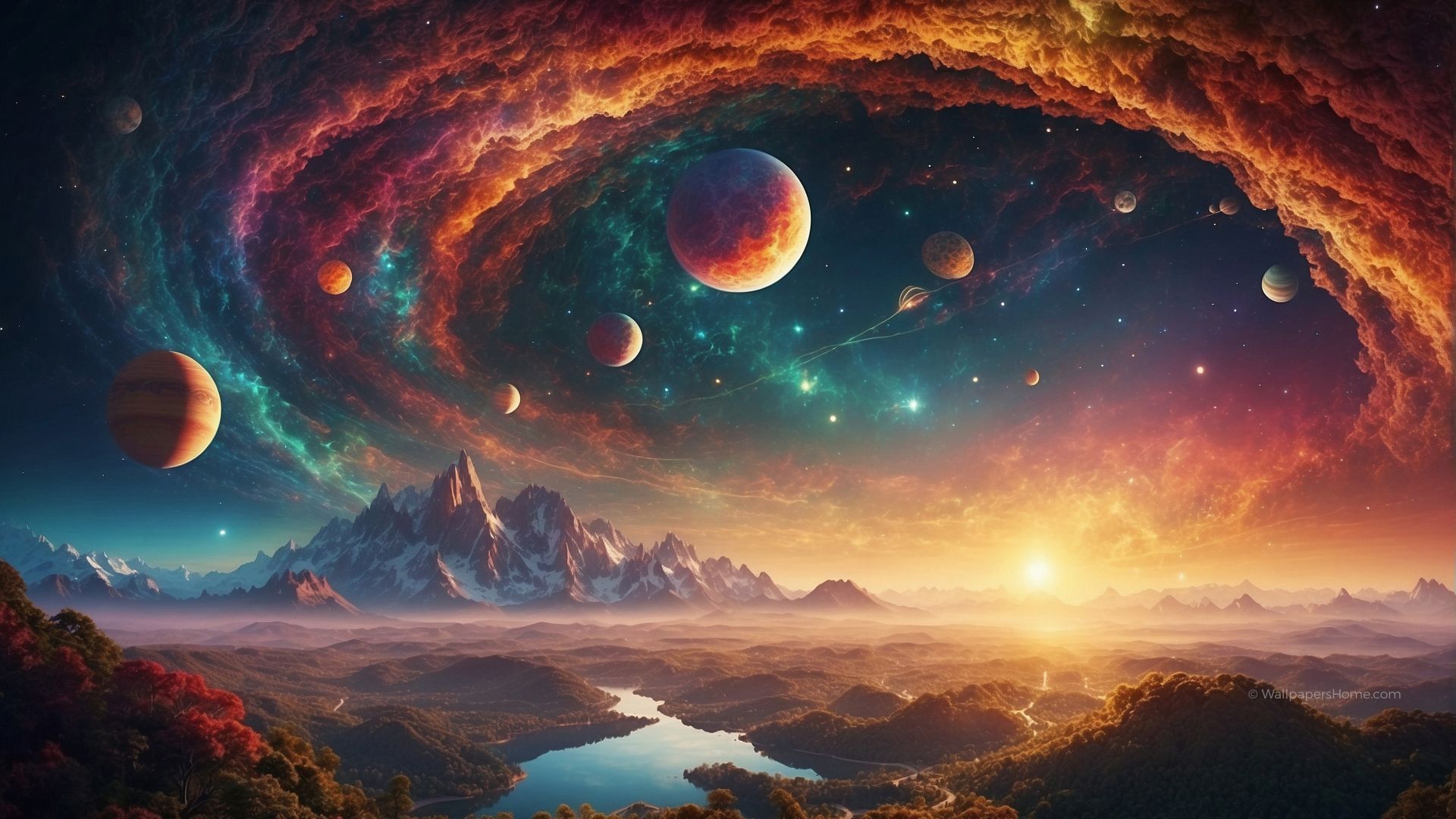 space, stars, planets, Milky Way (horizontal)