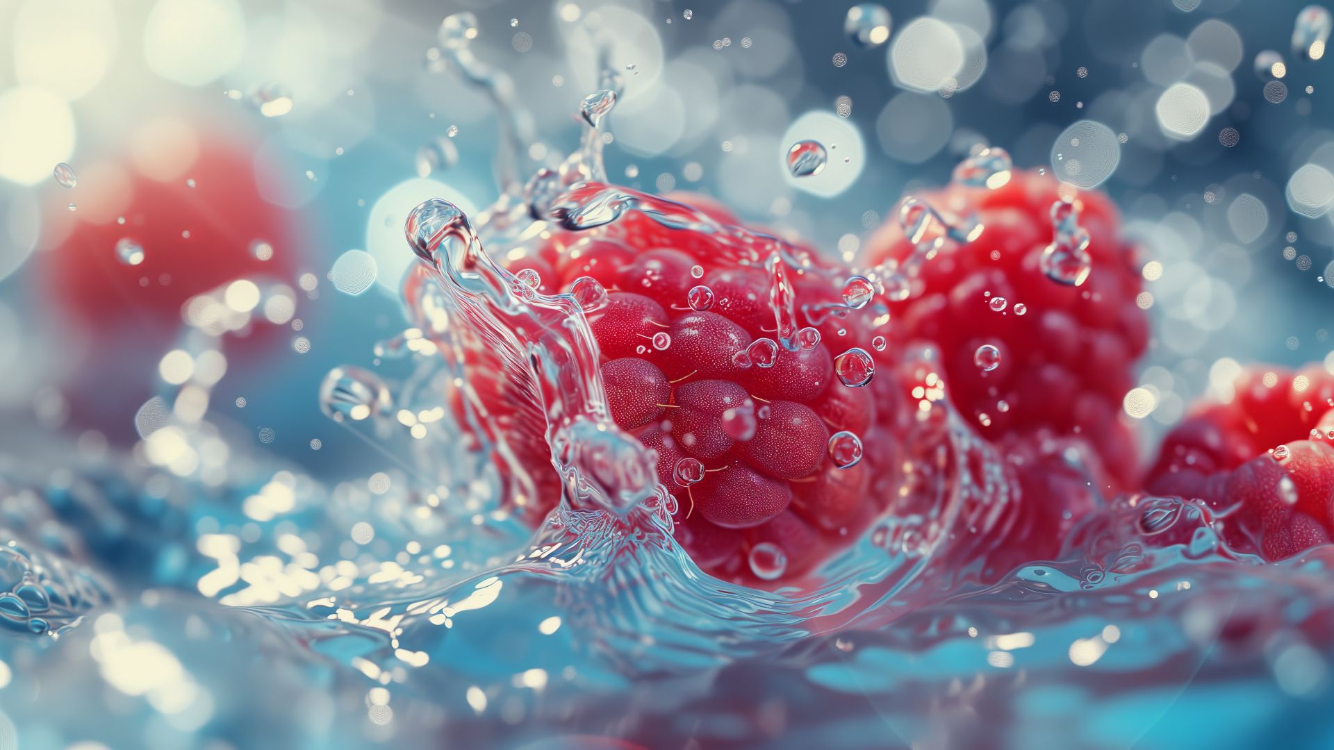 Raspberry, water, red (horizontal)