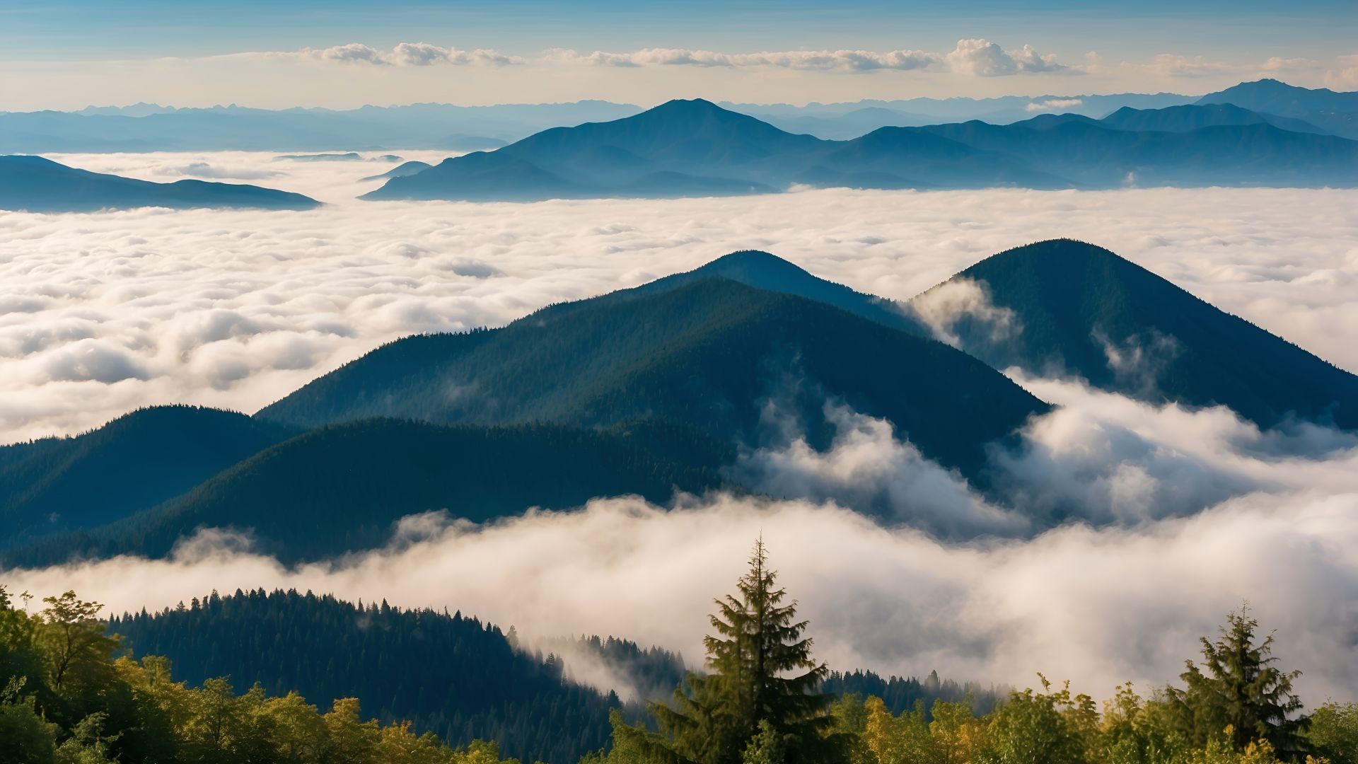 forest, mountains, clouds (horizontal)
