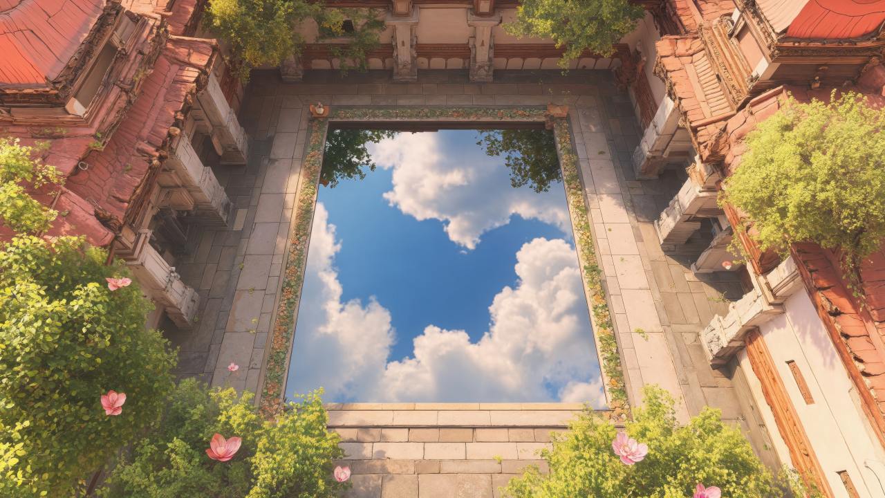 temple architecture wallpaper, skylight, architectural design, background for desktop wallpaper (horizontal)