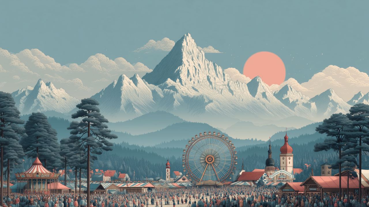 oktoberfest wallpaper, traditional costumes, german festival, background for desktop wallpaper (horizontal)