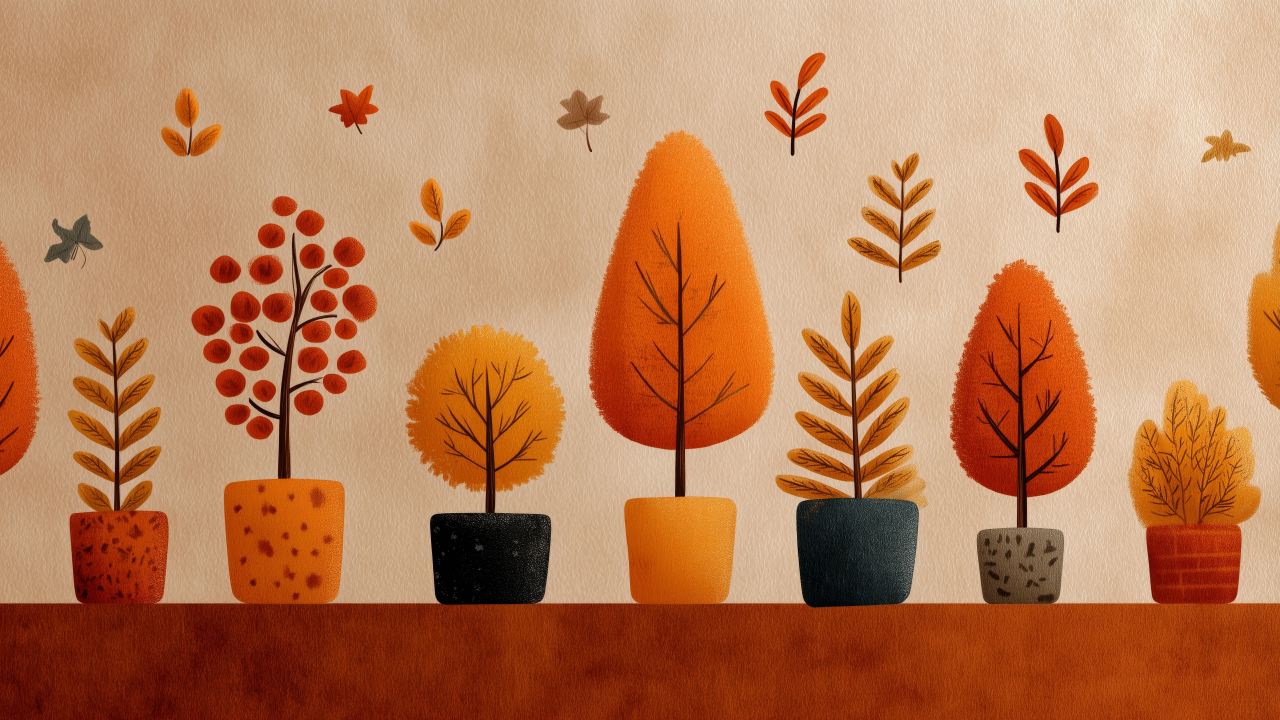 autumn plants wallpaper, seasonal colors, colorful landscapes, background for desktop wallpaper (horizontal)