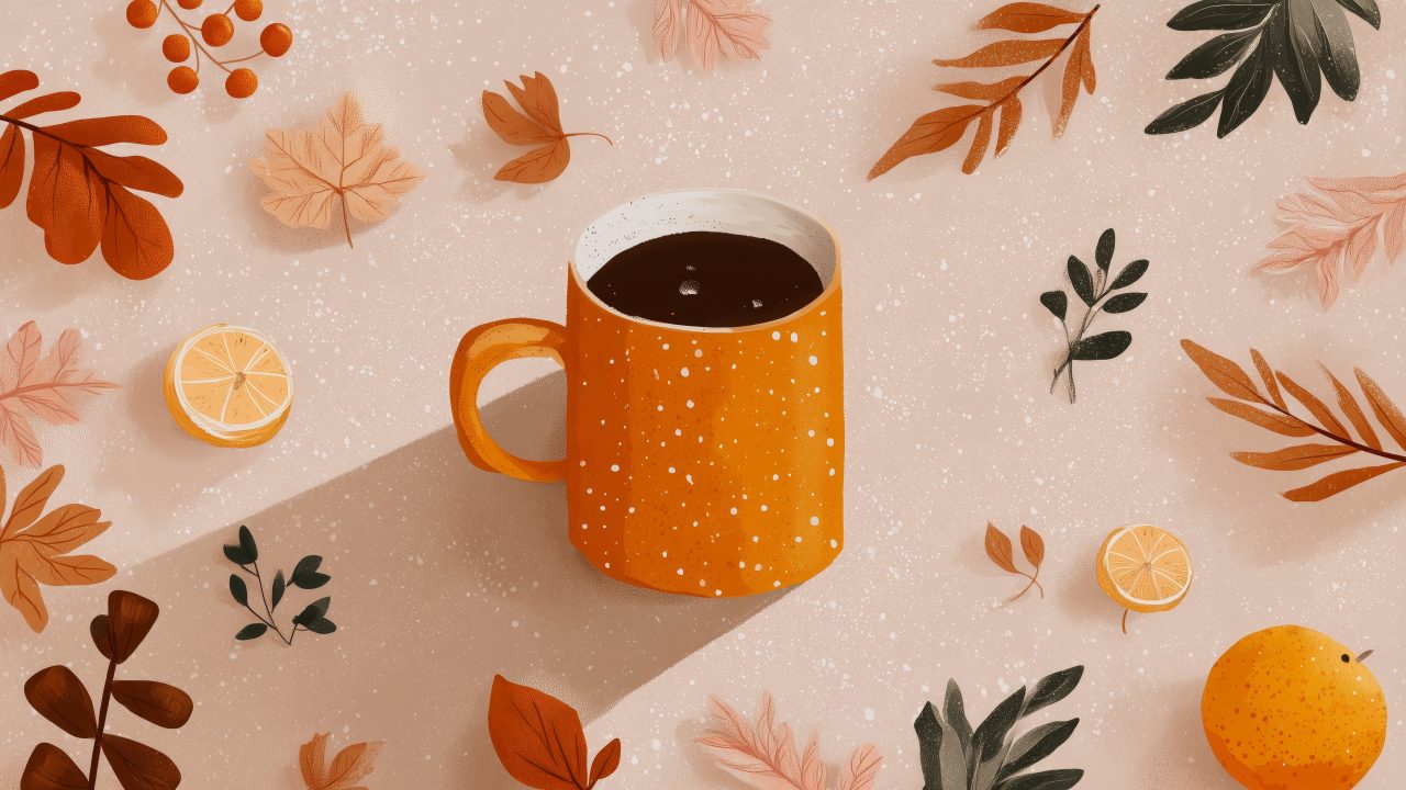 autumn drinks wallpaper, warm cocktails, fall recipes, background for desktop wallpaper (horizontal)