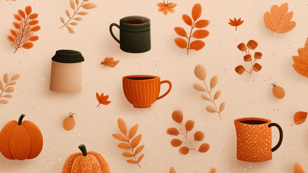 autumn drinks wallpaper, warm cocktails, fall recipes, background for desktop wallpaper (horizontal)