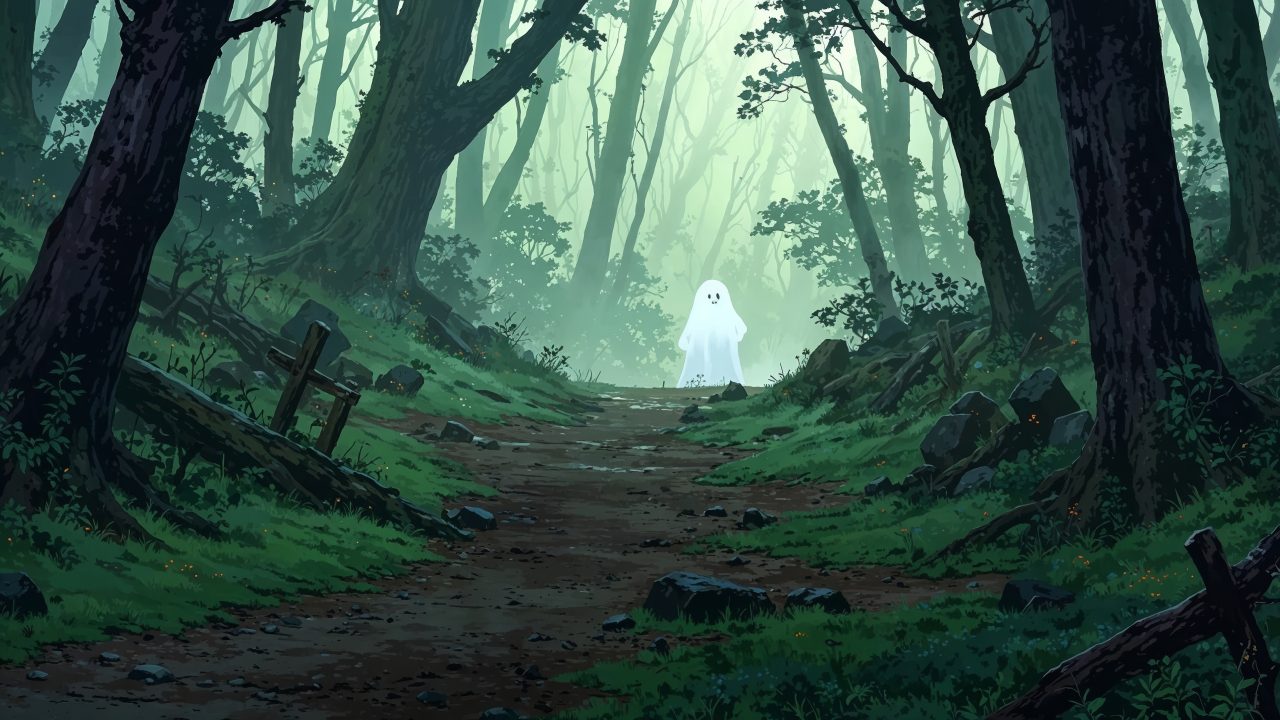 ghosts wallpaper, cute halloween, fall festivities, background for desktop wallpaper (horizontal)