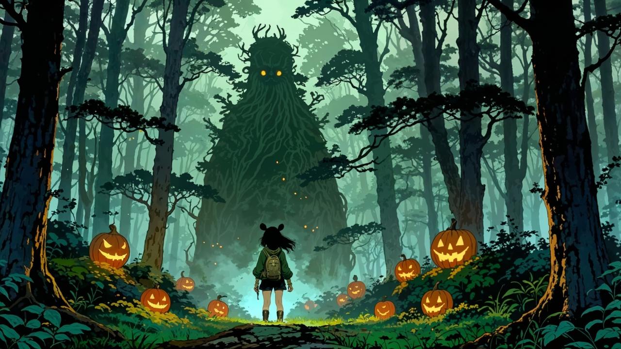 forest spirit wallpaper, enchanted forest, fairy tale, background for desktop wallpaper (horizontal)