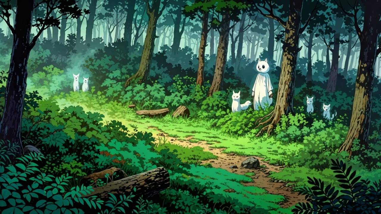 forest spirit wallpaper, enchanted forest, eerie atmosphere, background for desktop wallpaper (horizontal)