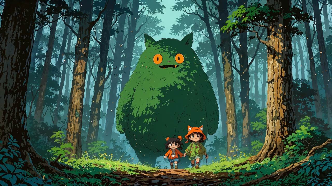 forest spirit wallpaper, enchanted woods, mystical creatures, background for desktop wallpaper (horizontal)