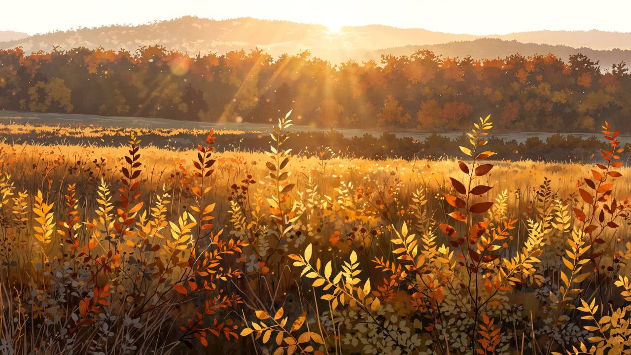 cozy fall wallpaper wallpaper, autumn landscape, seasonal wallpaper, background for desktop wallpaper (horizontal)