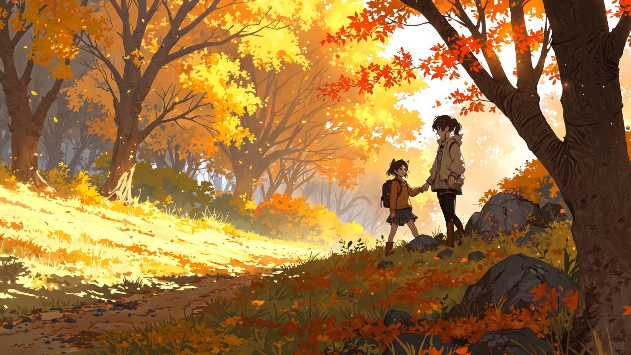 fall outfits wallpaper, autumn fashion, nature walks, background for desktop wallpaper (horizontal)