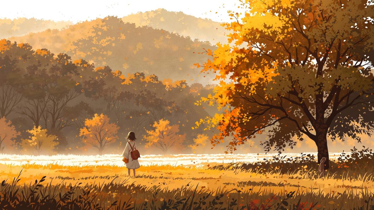 golden field wallpaper, harvest time, seasonal change, background for desktop wallpaper (horizontal)