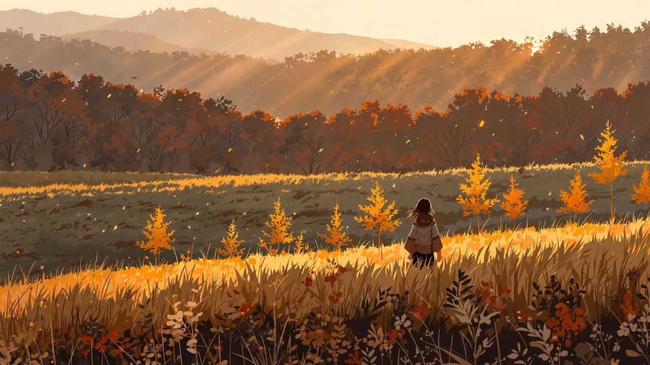 golden field wallpaper, rural landscape, seasonal change, background for desktop wallpaper (horizontal)