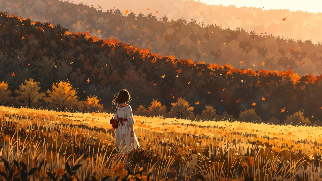 golden field wallpaper, countryside views, seasonal colors, background for desktop wallpaper (horizontal)