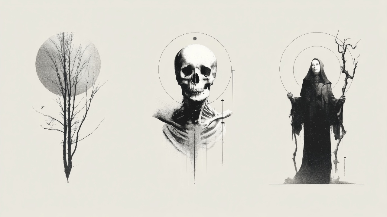 spooky images wallpaper, gothic imagery, horror aesthetics, background for desktop wallpaper (horizontal)