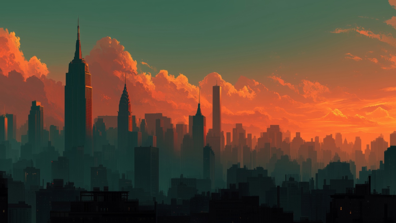 skyscraper wallpaper, nyc, city lights, background for desktop wallpaper (horizontal)