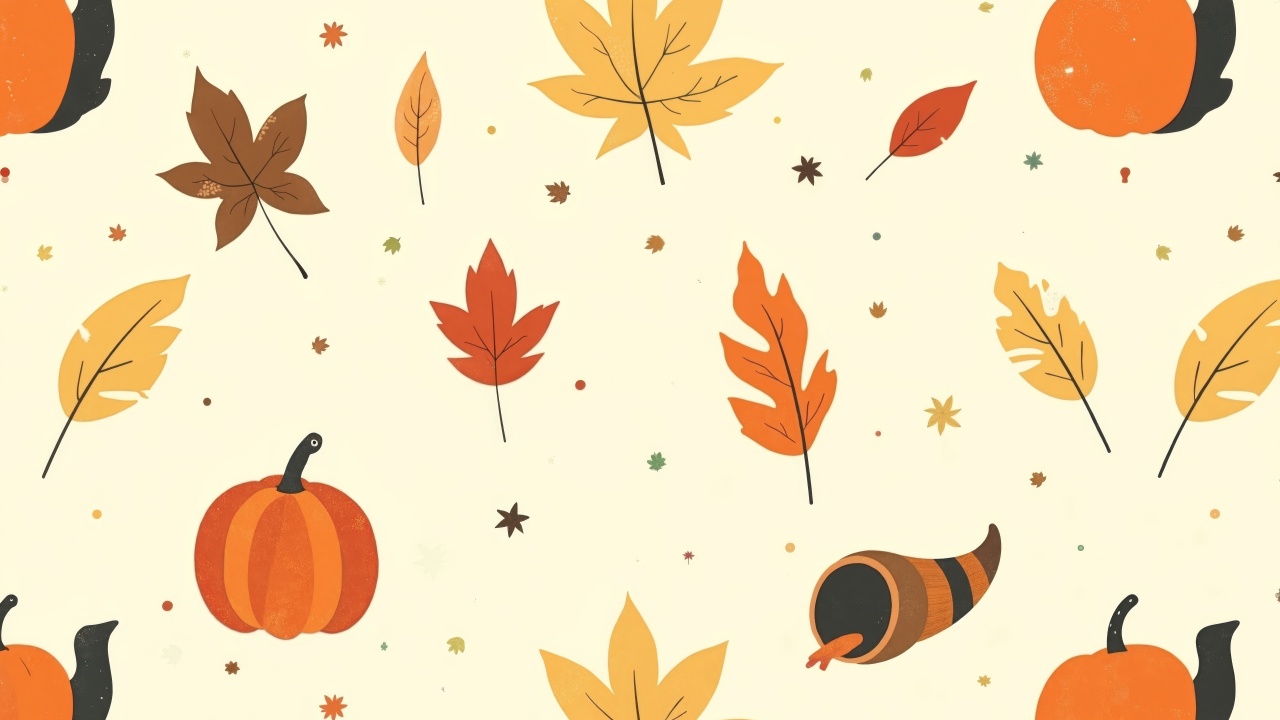 fall clipart wallpaper, 4k background, thanksgiving art, background for desktop wallpaper (horizontal)