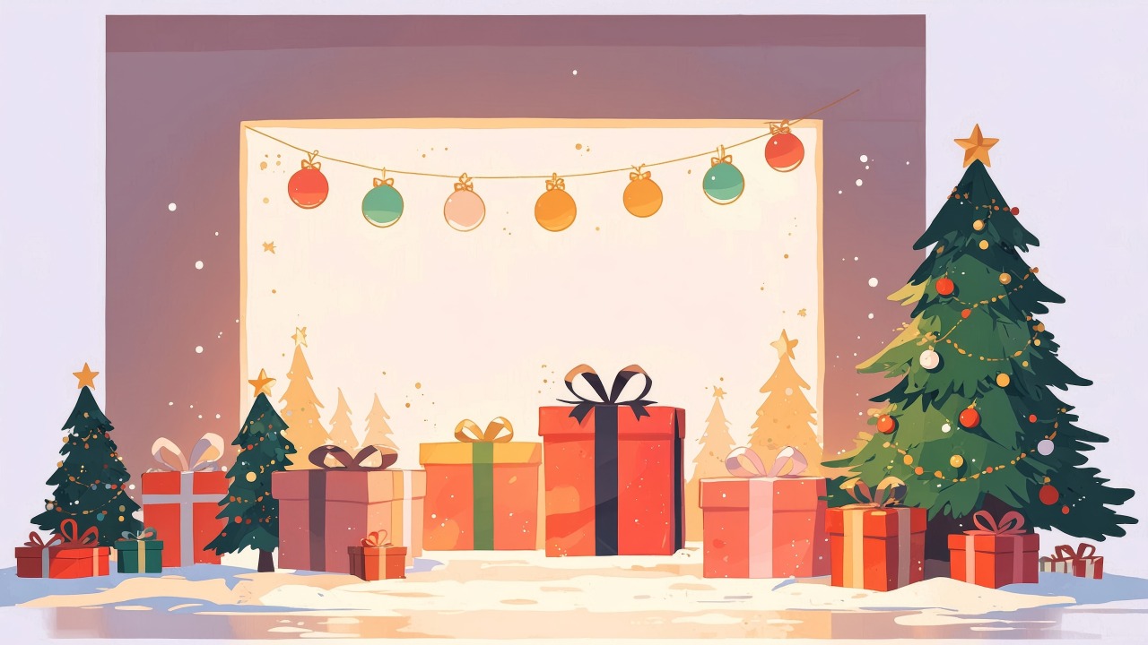 holiday gifts wallpaper, yuletide celebrations, christmas decorations, background for desktop wallpaper (horizontal)