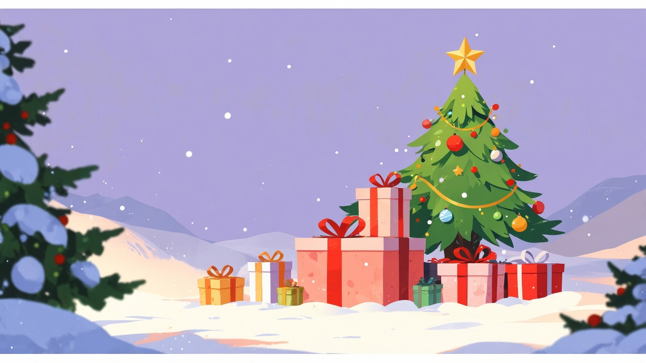 holiday gifts wallpaper, winter holidays, present presentation, background for desktop wallpaper (horizontal)