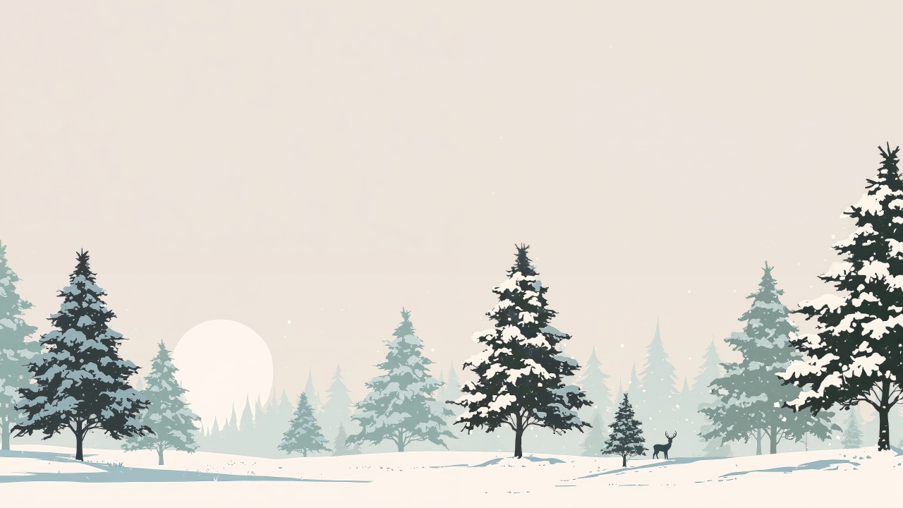 winter scenery wallpaper, pine forest, snowy scenery, background for desktop wallpaper (horizontal)