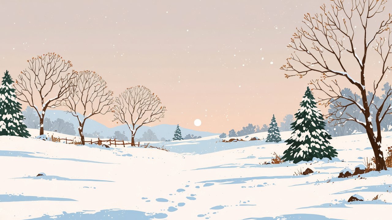 snowy scenery wallpaper, warm beverages, tranquil landscapes, background for desktop wallpaper (horizontal)