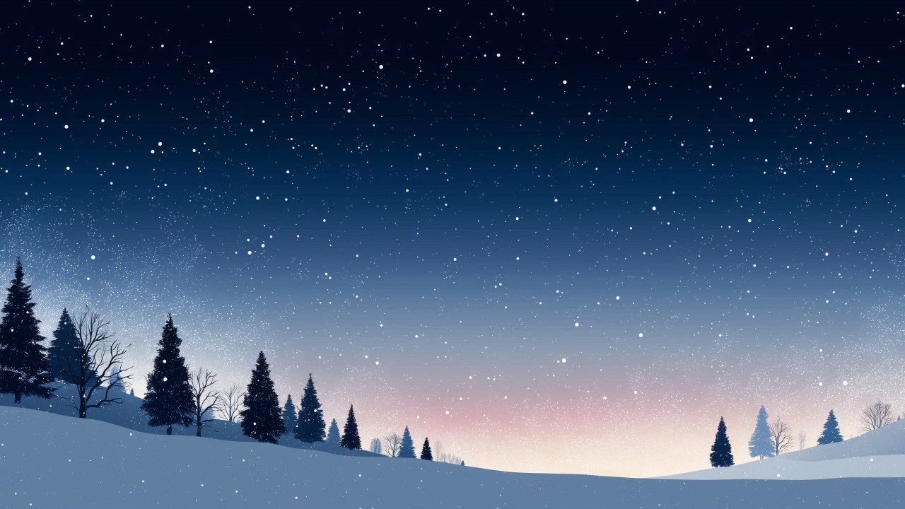 north star wallpaper, cozy nights, illuminated trees, background for desktop wallpaper (horizontal)