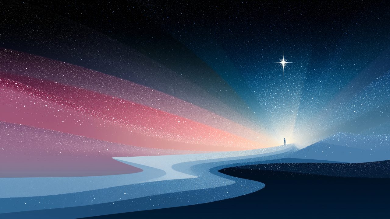 north star wallpaper, holiday lights, christmas spirit, background for desktop wallpaper (horizontal)