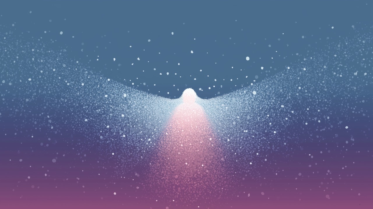 snow angel wallpaper, cold weather, snowy background, background for desktop wallpaper (horizontal)