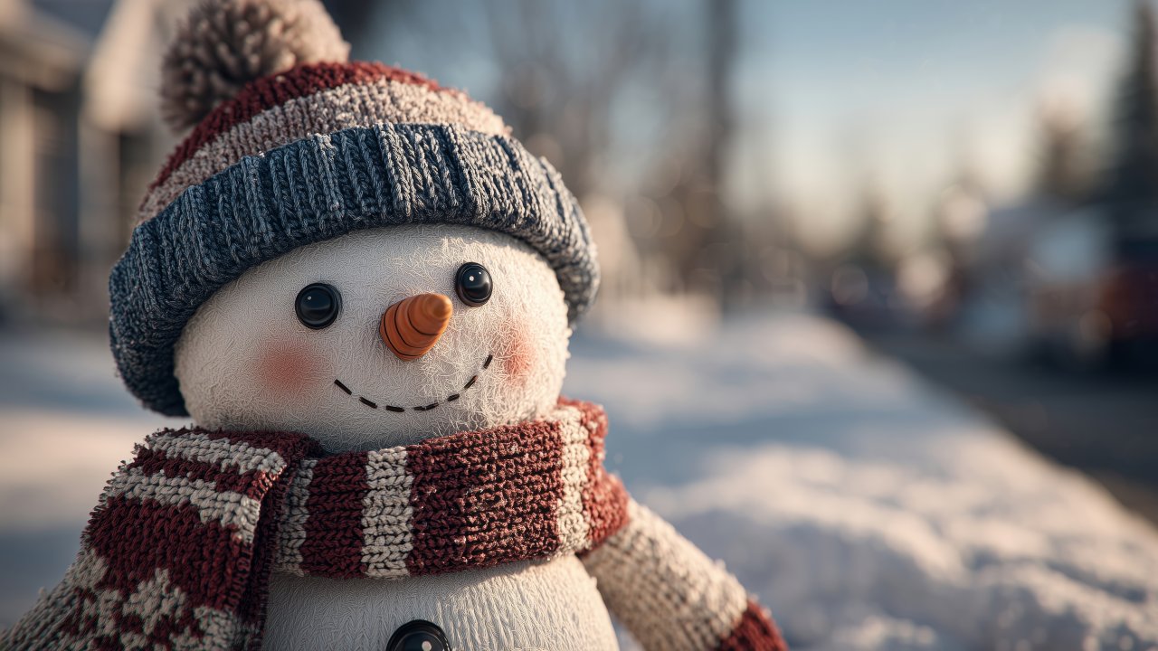 snow man wallpaper, snowball fight, sledding, background for desktop wallpaper (horizontal)