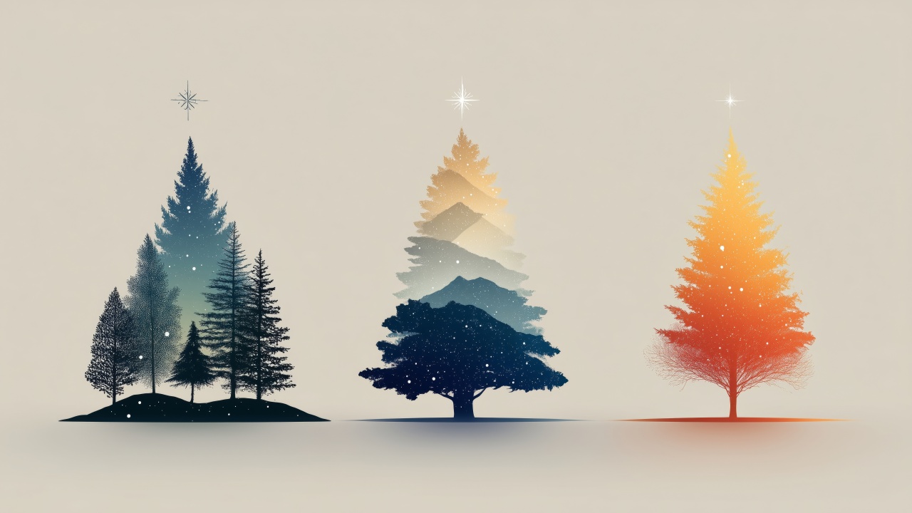 holiday tree wallpaper, modern christmas tree, seasonal home decor, background for desktop wallpaper (horizontal)