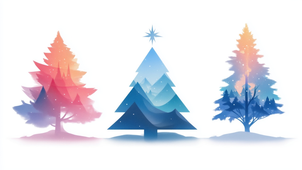 holiday tree wallpaper, modern christmas tree, christmas aesthetics, background for desktop wallpaper (horizontal)
