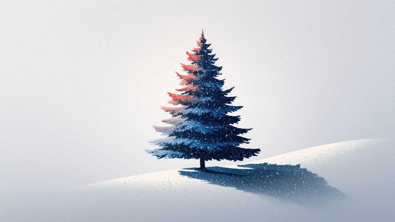 holiday tree wallpaper, simple christmas design, seasonal home decor, background for desktop wallpaper (horizontal)