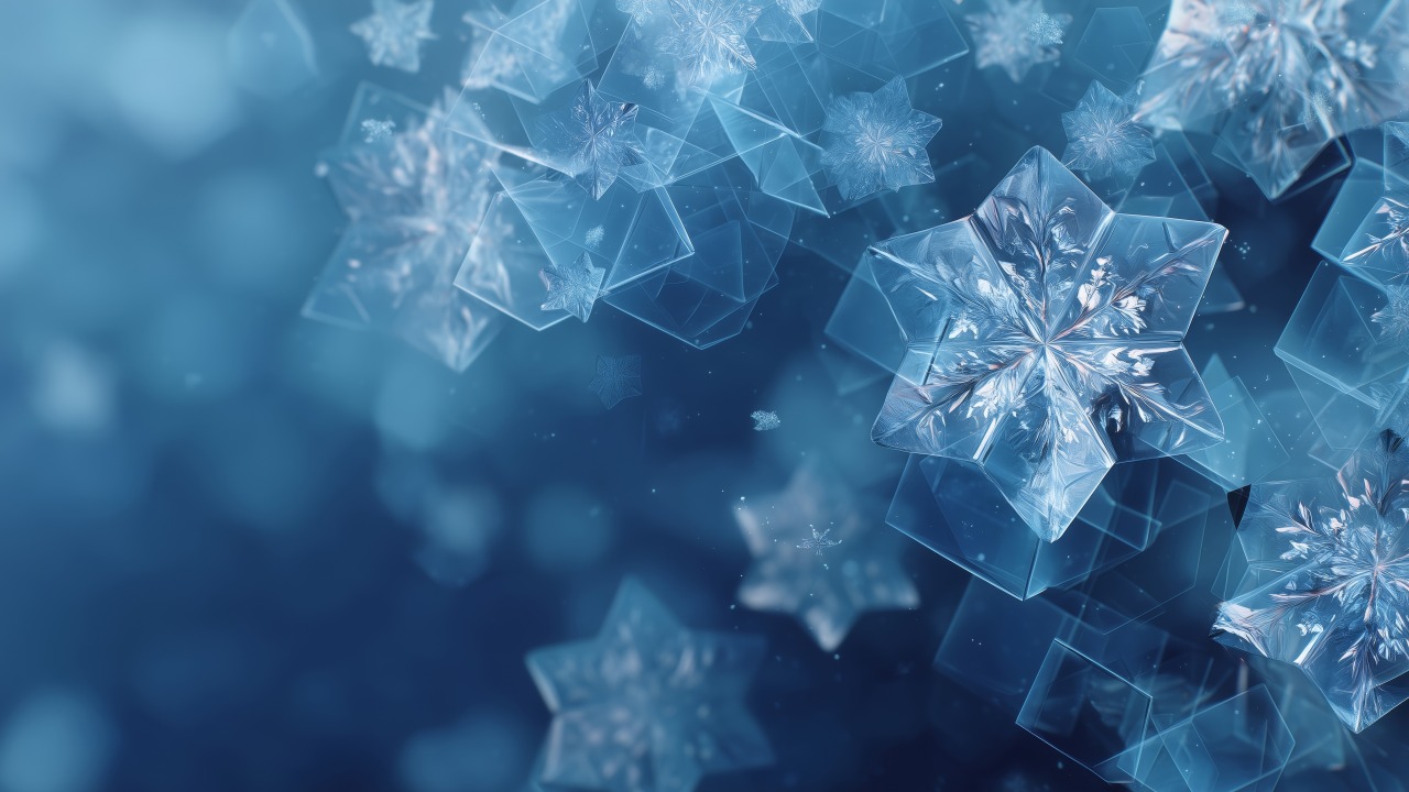 minimalistic design wallpaper, snowflake art, serene background, background for desktop wallpaper (horizontal)
