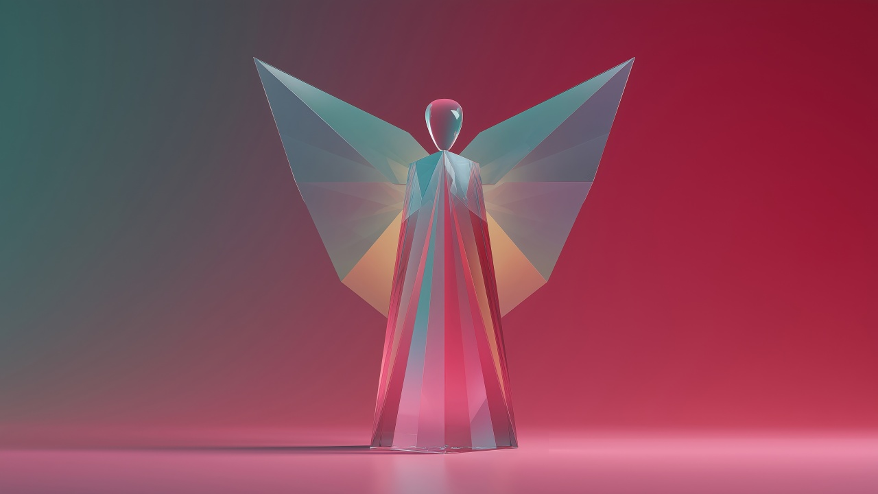 ice angel wallpaper, crystal art, glass art, background for desktop wallpaper (horizontal)