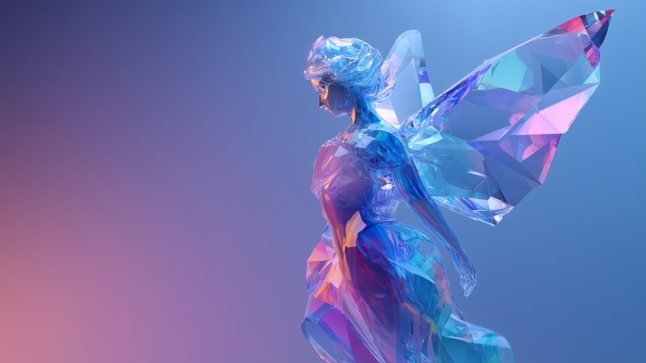 crystal art wallpaper, ice sculpture, snow crystal, background for desktop wallpaper (horizontal)