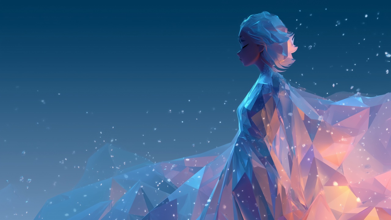 snow princess wallpaper, crystal aesthetics, frost aesthetics, background for desktop wallpaper (horizontal)