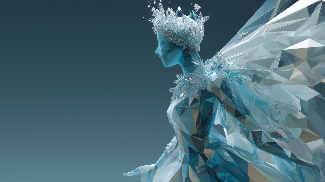 crystal sculpture wallpaper, frost, artistic creation, background for desktop wallpaper (horizontal)